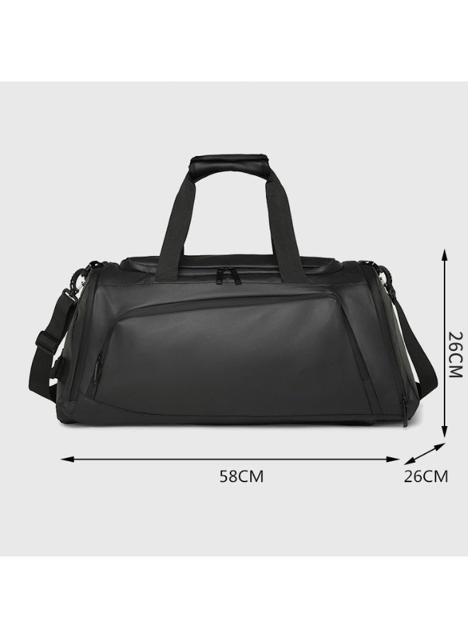 Gym Bag with Shoes Compartment Sports Bag with Waterproof Pocket for Wet Towels, Travel Duffel Bag for Men and Women by MahMir Black - Image 4